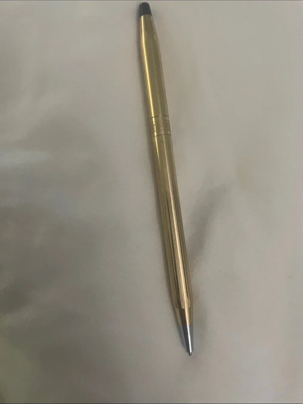 CROS Gold overlay  Ballpoint Pen with Blue Ink Tip  with leather case.